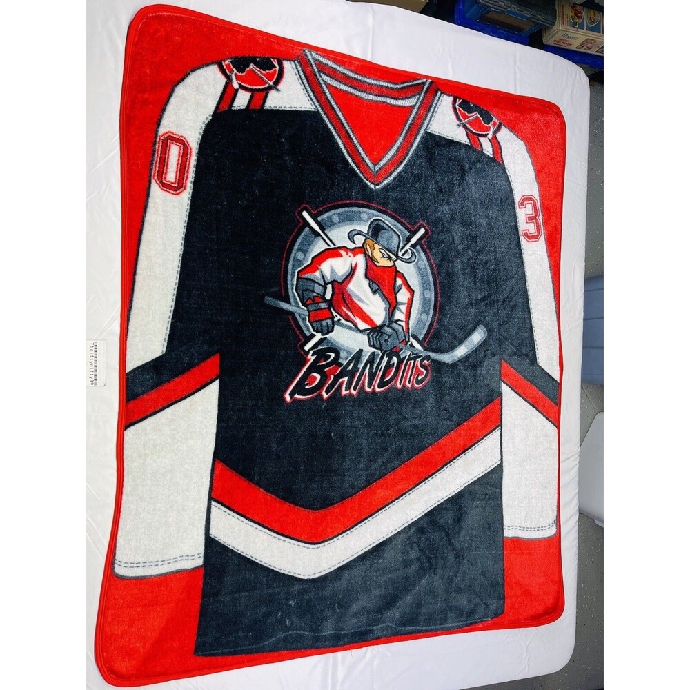 VINTAGE HOCKEY NEW JERSEY NJ BANDITS RARE BLANKET COVER SHEET COMFORTER